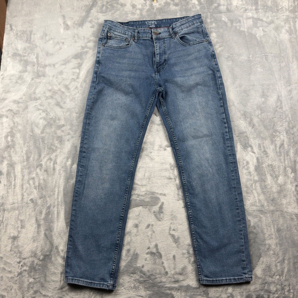 Chaps Mens Slim Straight Fit Jeans Medium Wash Blue Denim 32x30